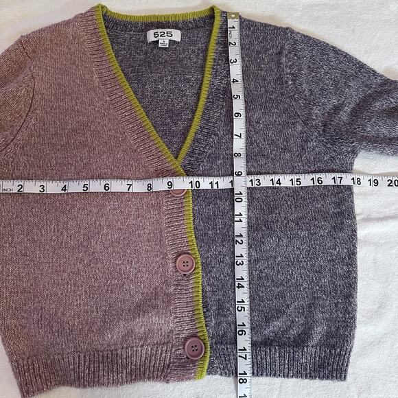 525 America Small Pink Purple Knit Color Block Crop Long Sleeve Cardigan Sweater - Picture 2 of 5